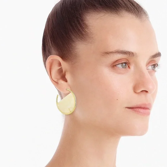 JCREW Acetate Hoop Earrings NWT OS Ivory - Picture 2 of 3